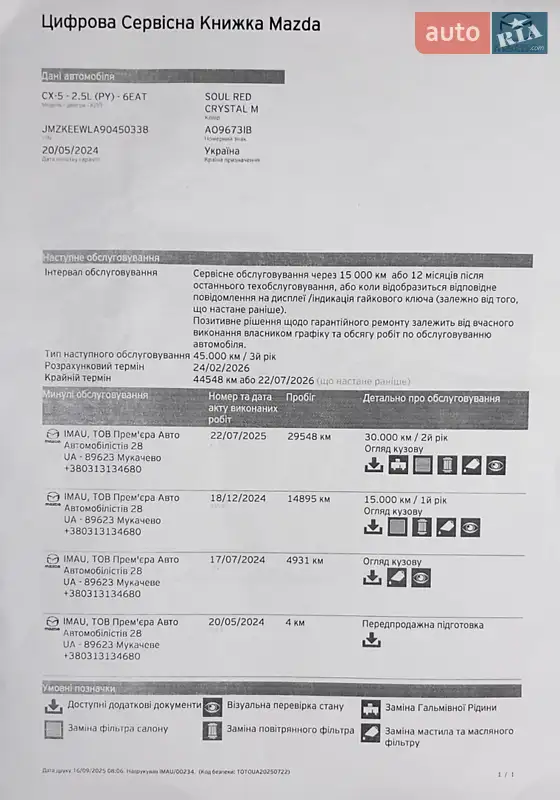 Позашляховик / Кросовер Mazda CX-5 2024 в Києві документ