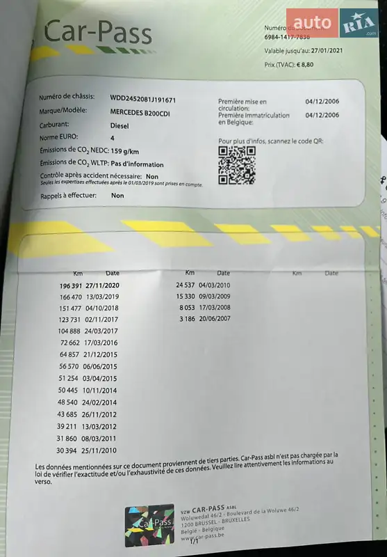 Хетчбек Mercedes-Benz B-Class 2006 в Рівному документ