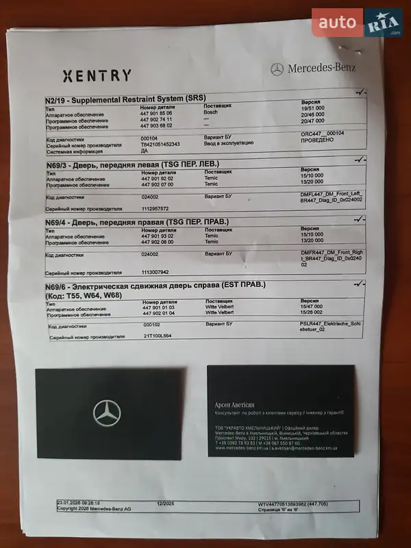 Минивэн Mercedes-Benz eVito 2021 в Хмельницком документ