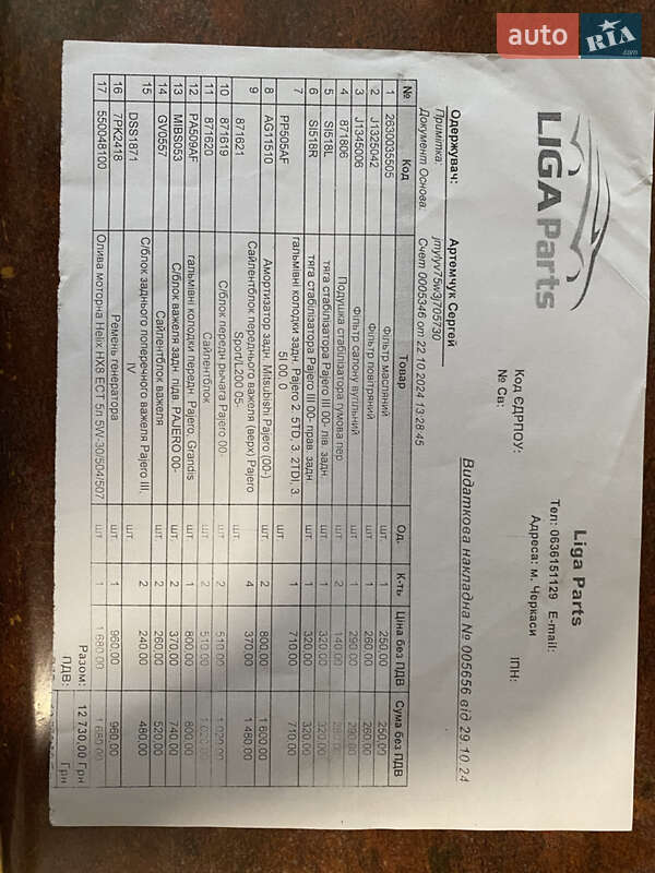 Внедорожник / Кроссовер Mitsubishi Pajero 2003 в Черкассах