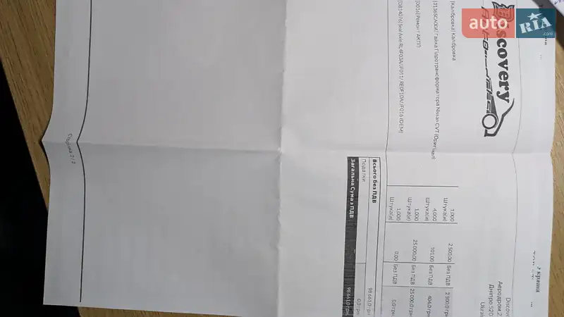 Седан Nissan Altima 2016 в Новомосковске документ