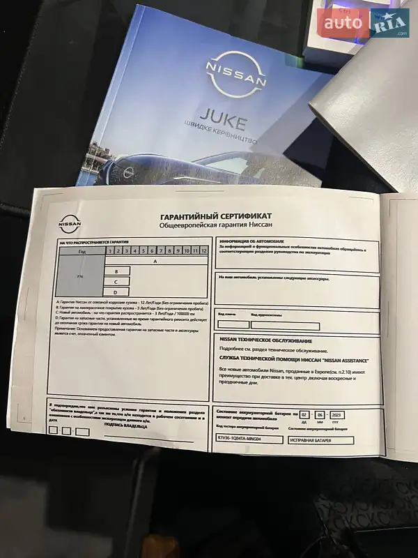 Внедорожник / Кроссовер Nissan Juke 2022 в Одессе документ 3 фото Внедорожник / Кроссовер Nissan Juke 2022 в Одессе документ