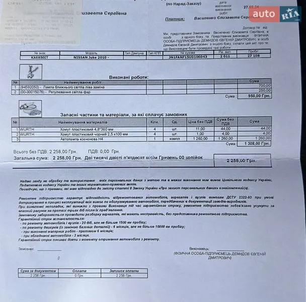 Внедорожник / Кроссовер Nissan Juke 2011 в Киеве документ