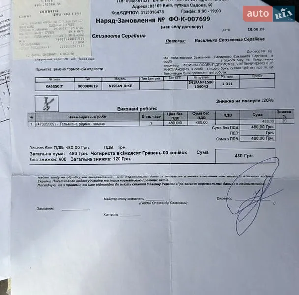 Позашляховик / Кросовер Nissan Juke 2011 в Києві документ