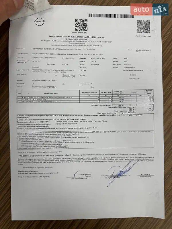 Хэтчбек Nissan Leaf 2021 в Киеве документ