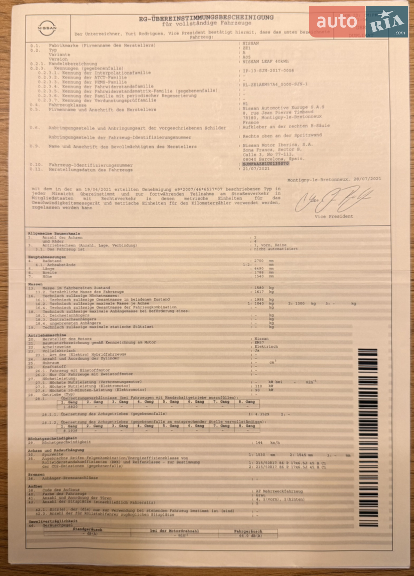 Nissan Leaf 2021 VIN SJNFAAZE1U0135070 фото оголошення 42 з 52