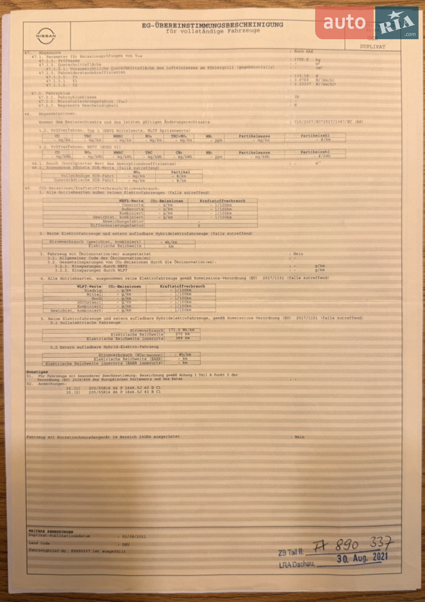 Nissan Leaf 2021 VIN SJNFAAZE1U0135070 фото оголошення 43 з 52