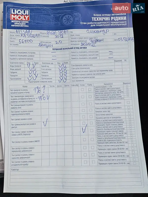 Внедорожник / Кроссовер Nissan Rogue Sport 2018 в Киеве документ