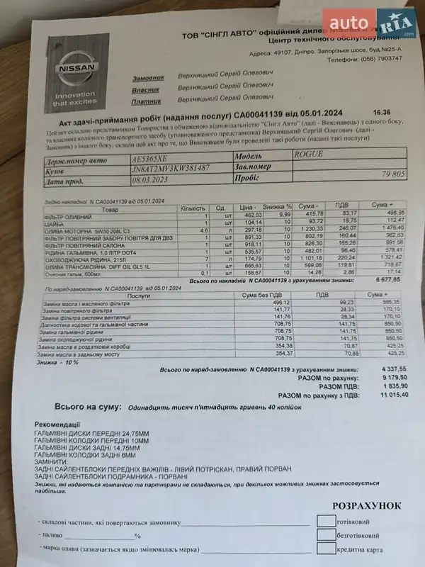 Внедорожник / Кроссовер Nissan Rogue 2018 в Днепре документ 7 фото Внедорожник / Кроссовер Nissan Rogue 2018 в Днепре документ