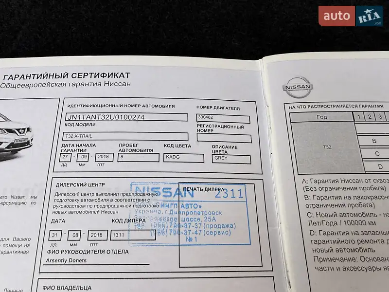 Позашляховик / Кросовер Nissan X-Trail 2018 в Дніпрі документ 3 фото Позашляховик / Кросовер Nissan X-Trail 2018 в Дніпрі документ
