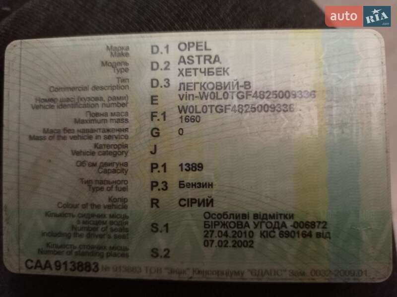 Хетчбек Opel Astra 2001 в Здолбуніві