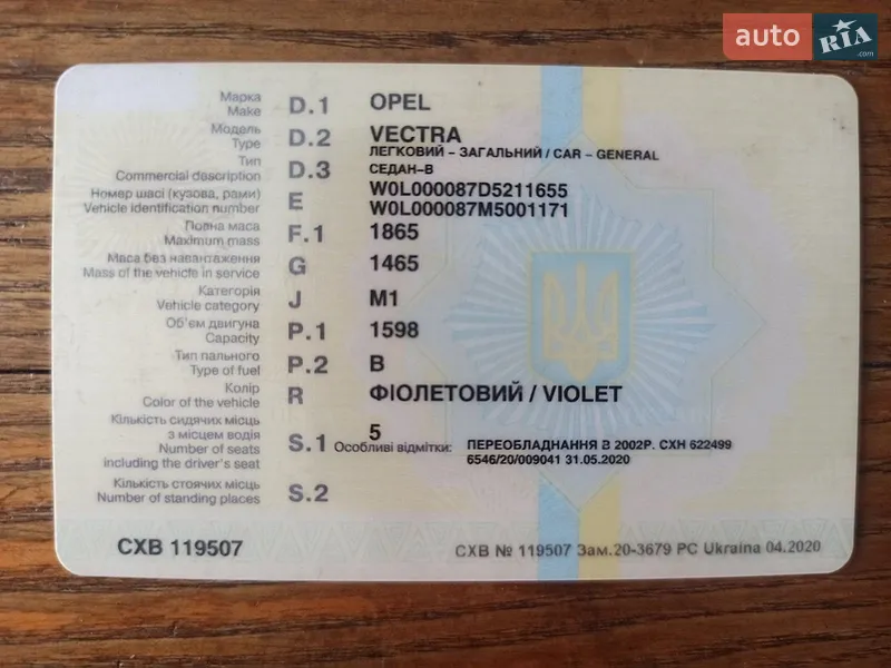 Седан Opel Vectra 1991 в Кропивницькому документ