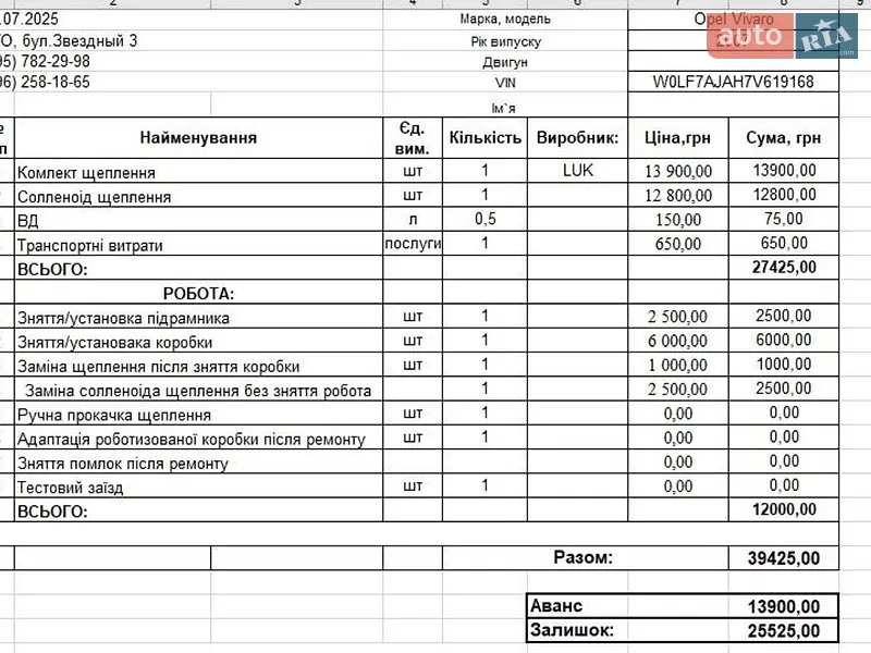Грузопассажирский фургон Opel Vivaro 2007 в Днепре документ