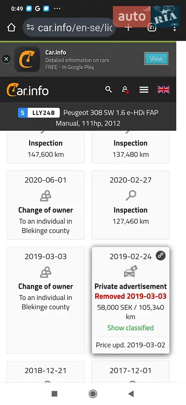 Универсал Peugeot 308 2012 в Ровно документ