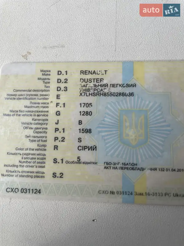 Позашляховик / Кросовер Renault Duster 2014 в Одесі документ