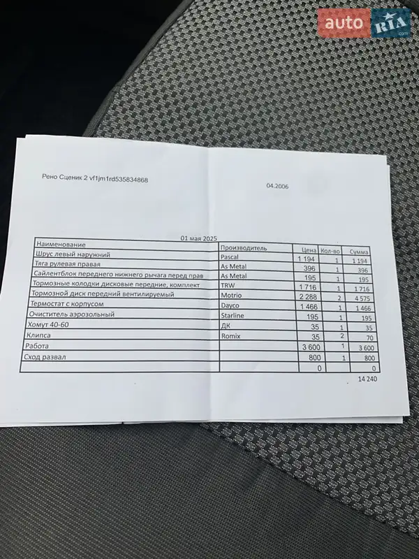 Минивэн Renault Grand Scenic 2006 в Сумах документ