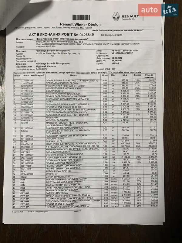 Мінівен Renault Grand Scenic 2010 в Рівному документ