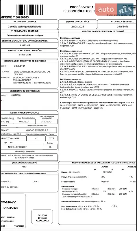 Минивэн Renault Kangoo 2012 в Виннице документ