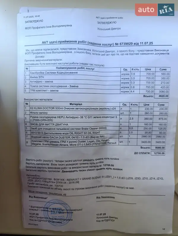 Мінівен Renault Megane Scenic 2012 в Полтаві документ