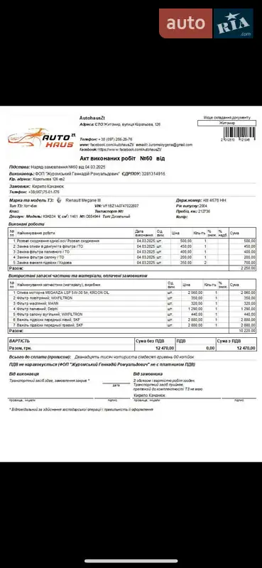 Хэтчбек Renault Megane 2012 в Житомире документ