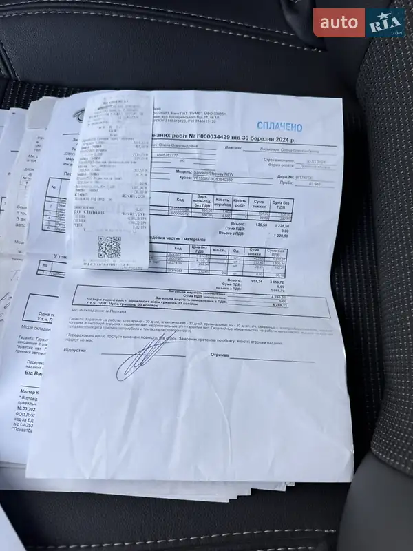 Хетчбек Renault Sandero 2015 в Полтаві документ