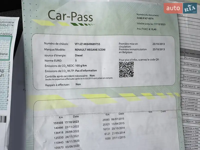 Мінівен Renault Scenic 2013 в Луцьку документ