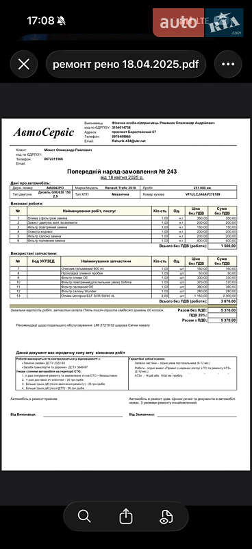 Мінівен Renault Trafic 2010 в Києві