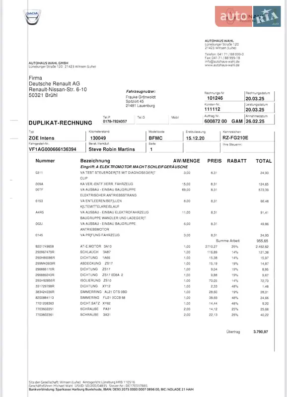 Хэтчбек Renault Zoe 2020 в Киеве документ