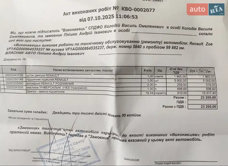 Хэтчбек Renault Zoe 2020 в Тернополе документ 2 фото Хэтчбек Renault Zoe 2020 в Тернополе документ