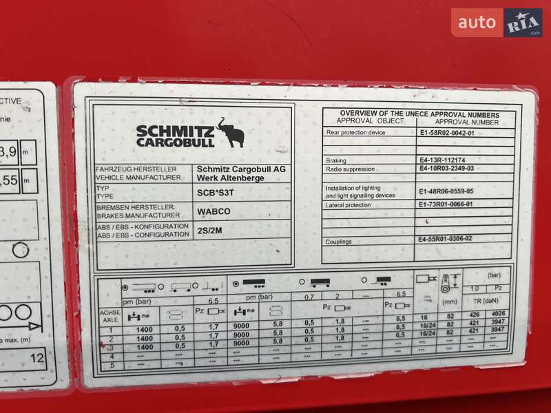 Тентованный борт (штора) - полуприцеп Schmitz Cargobull Cargobull 2016 в Хусте
