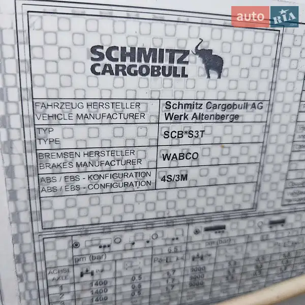 Тентованный борт (штора) - полуприцеп Schmitz Cargobull SCB S3T 2015 в 