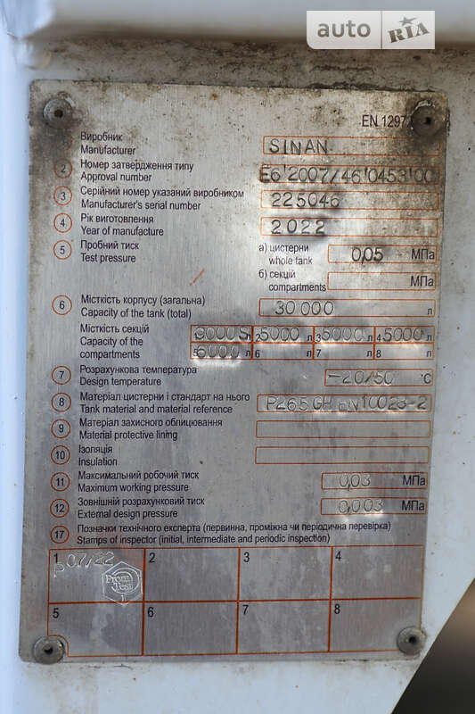 Цистерна напівпричіп Sinan Fuel Tanker 2022 в Хмельницькому