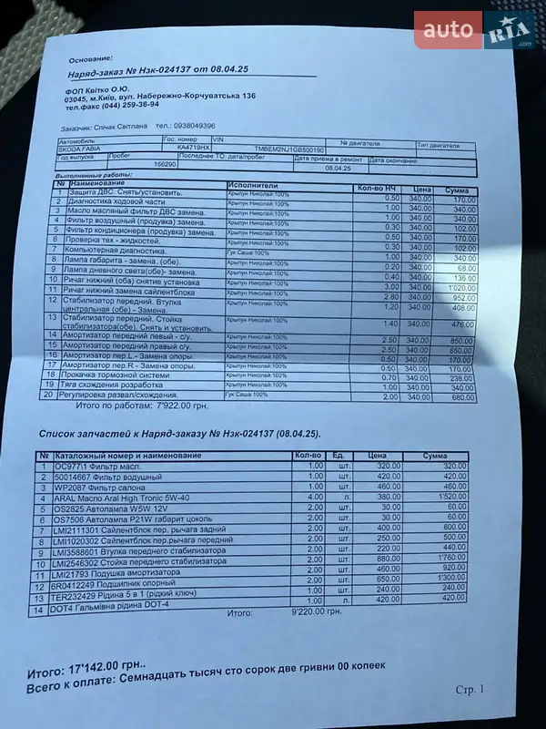 Хетчбек Skoda Fabia 2016 в Києві документ