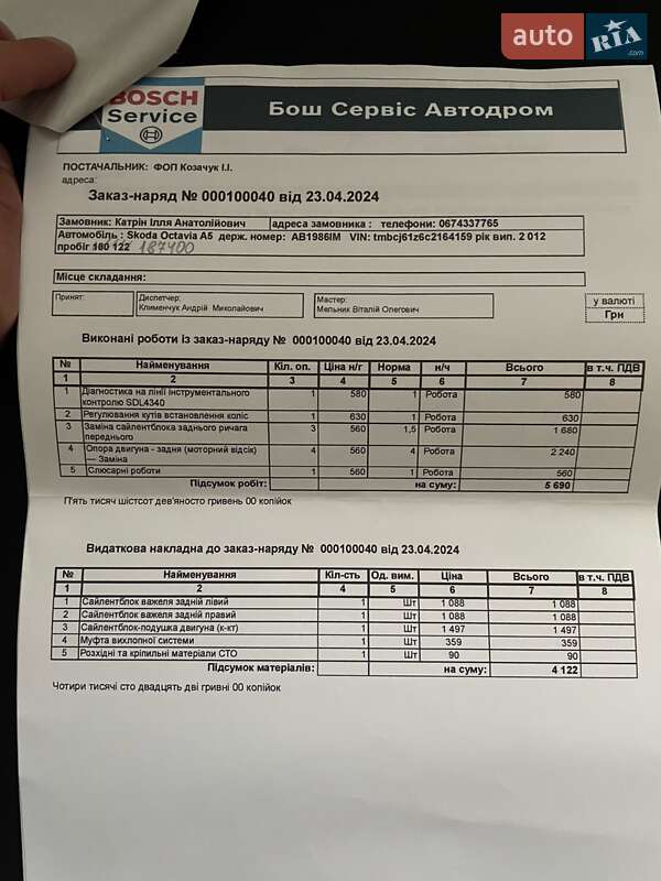 Лифтбек Skoda Octavia 2012 в Баре
