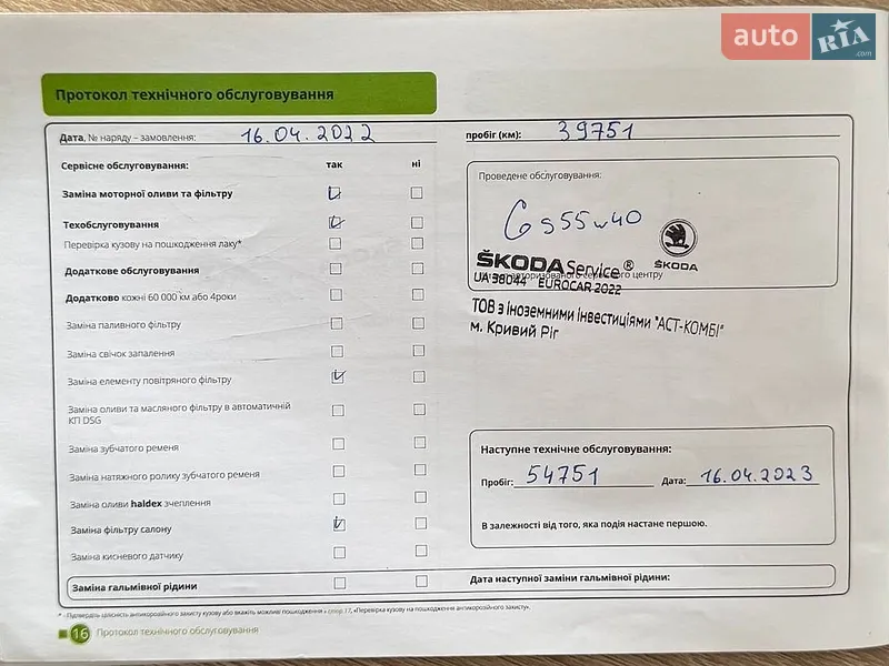 Лифтбек Skoda Octavia 2018 в Кривом Роге документ
