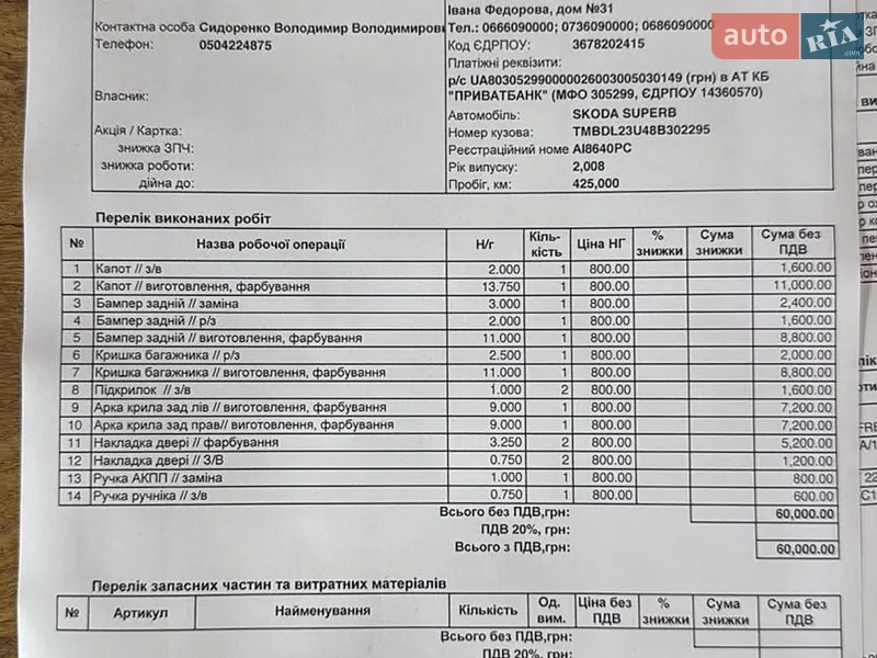Лифтбек Skoda Superb 2008 в Киеве документ