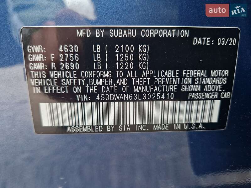 Седан Subaru Legacy 2020 в Днепре фото 39 Седан Subaru Legacy 2020 в Днепре