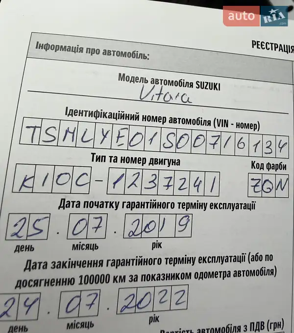 Внедорожник / Кроссовер Suzuki Vitara 2019 в Киеве документ