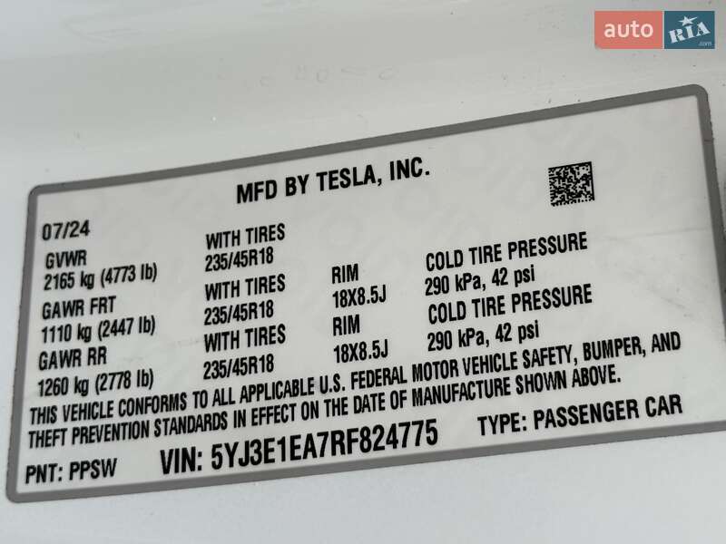 Седан Tesla Model 3 2024 в Борисполе фото 20 Седан Tesla Model 3 2024 в Борисполе