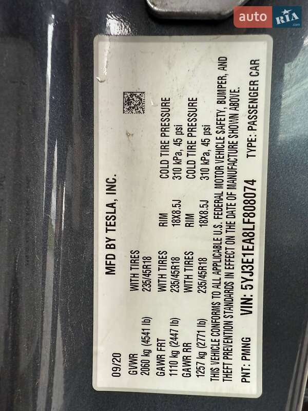 Седан Tesla Model 3 2020 в Луцьку фото 25 Седан Tesla Model 3 2020 в Луцьку