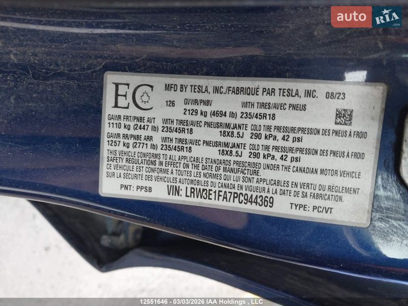 Седан Tesla Model 3 2023 в Киеве