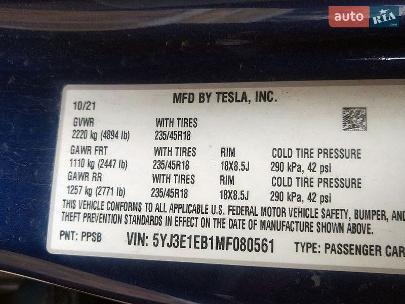Седан Tesla Model 3 2021 в Києві