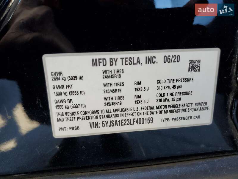 Ліфтбек Tesla Model S 2020 в Дніпрі