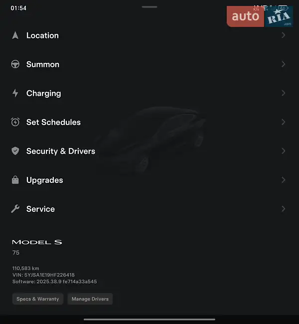 Ліфтбек Tesla Model S 2017 в Одесі документ