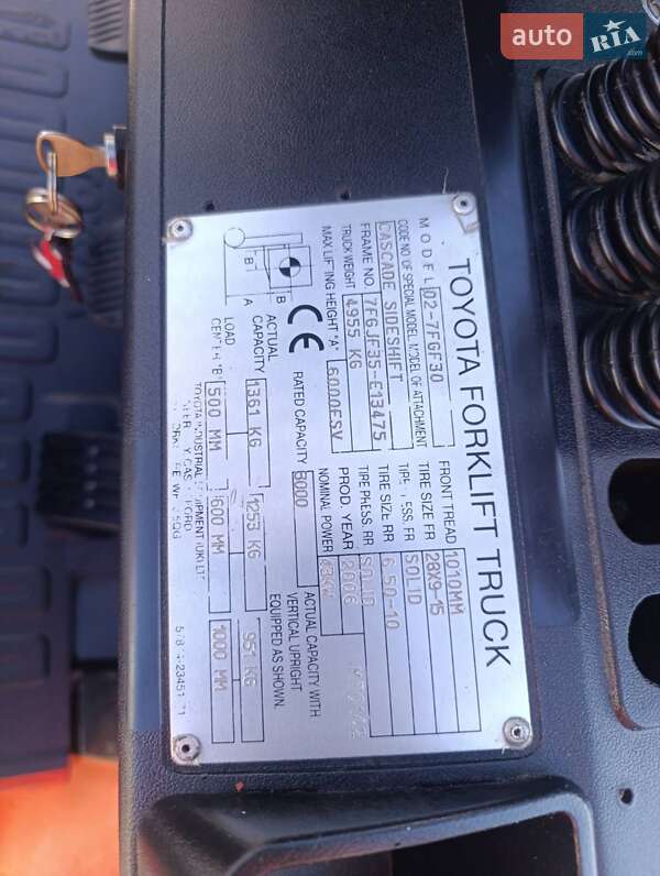 Вилочний навантажувач Toyota 02-7FGF30 2006 в Києві фото 3 Вилочний навантажувач Toyota 02-7FGF30 2006 в Києві
