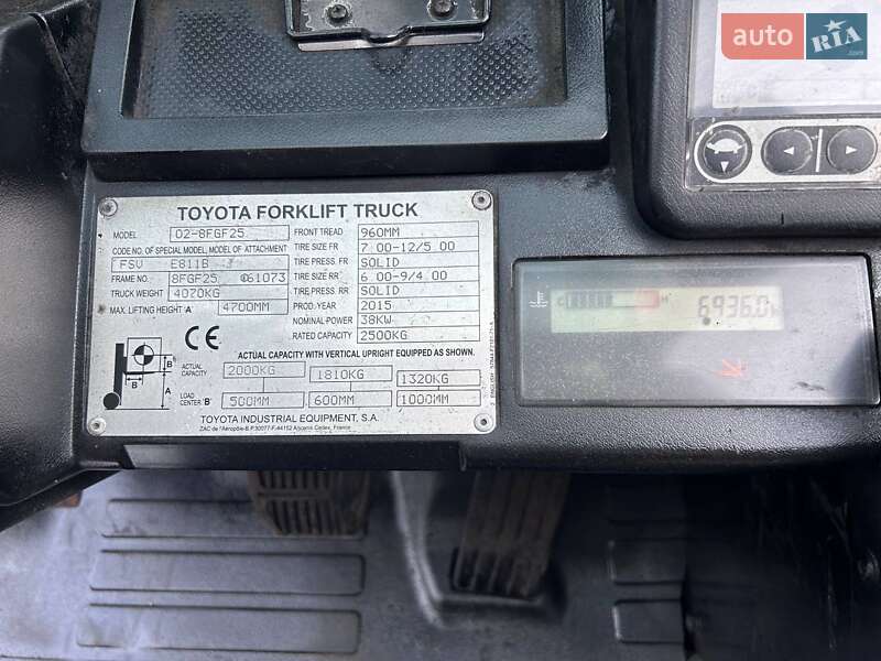 Вилочный погрузчик Toyota 02-8FG25 2015 в Киеве фото 12 Вилочный погрузчик Toyota 02-8FG25 2015 в Киеве