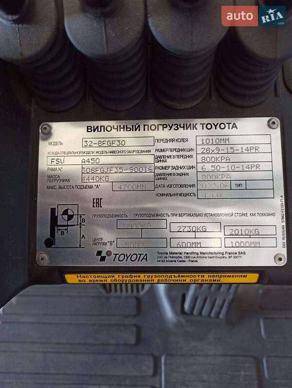 Вилочный погрузчик Toyota 02-8FGF30 2022 в Киеве