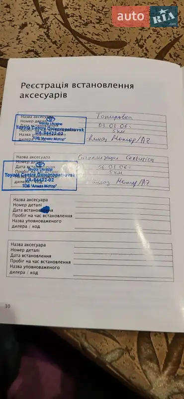 Седан Toyota Avensis 2006 в Черкассах документ