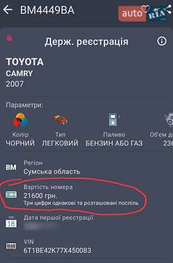 Седан Toyota Camry 2007 в Львове