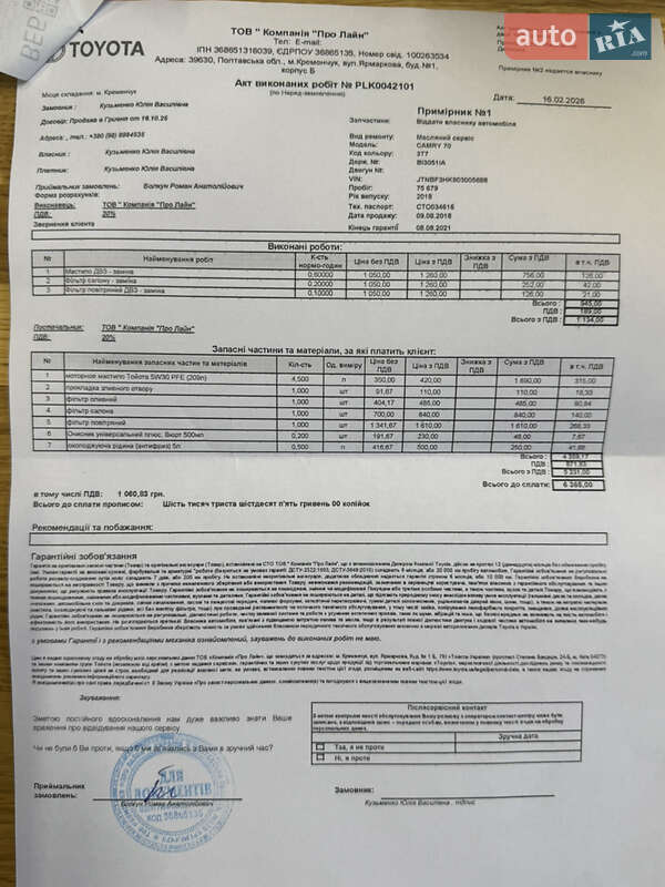 Седан Toyota Camry 2018 в Кременчуге